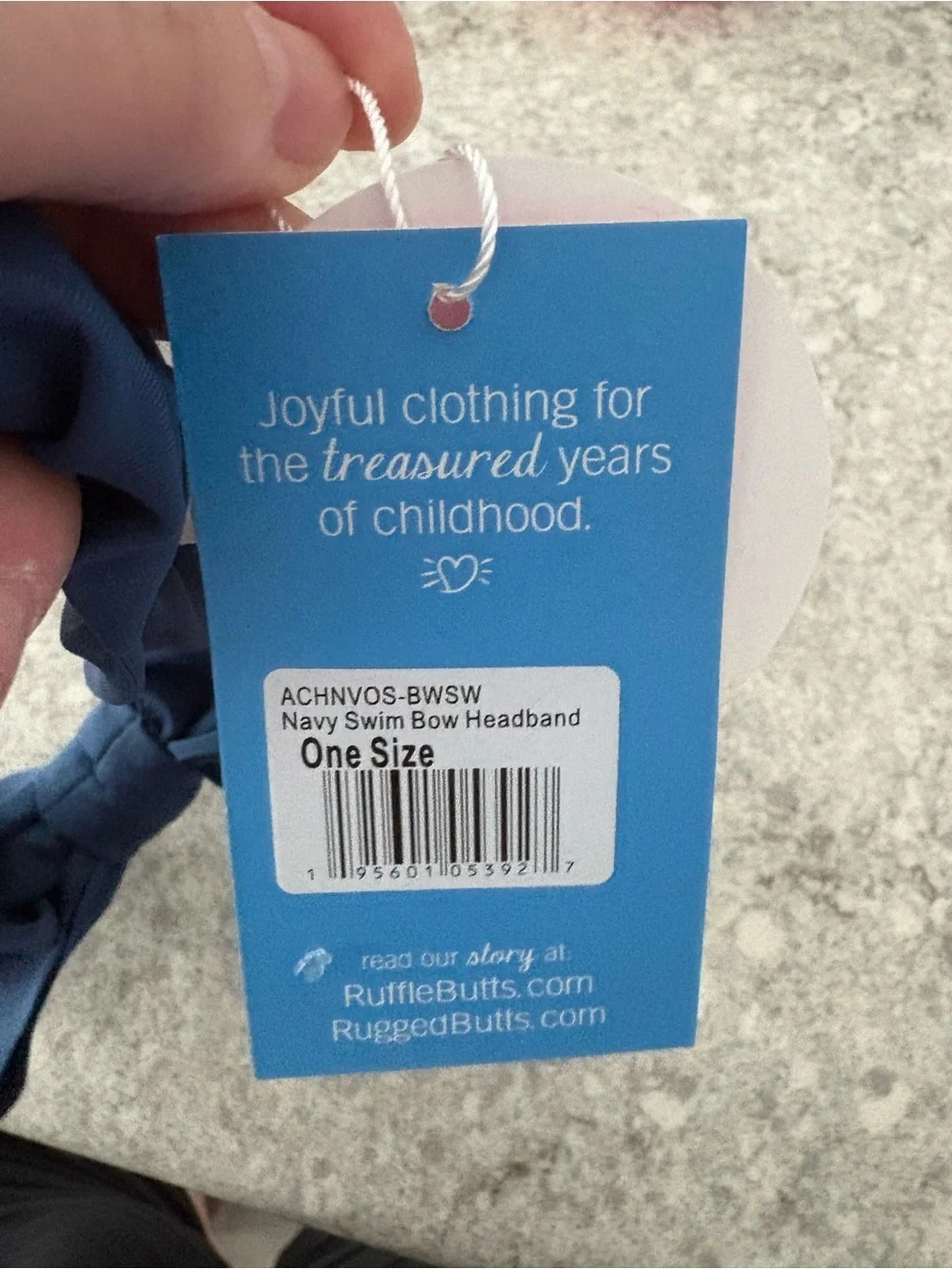 NWT RuffleButts Navy Swim Bow Headband One Size UPF 50+